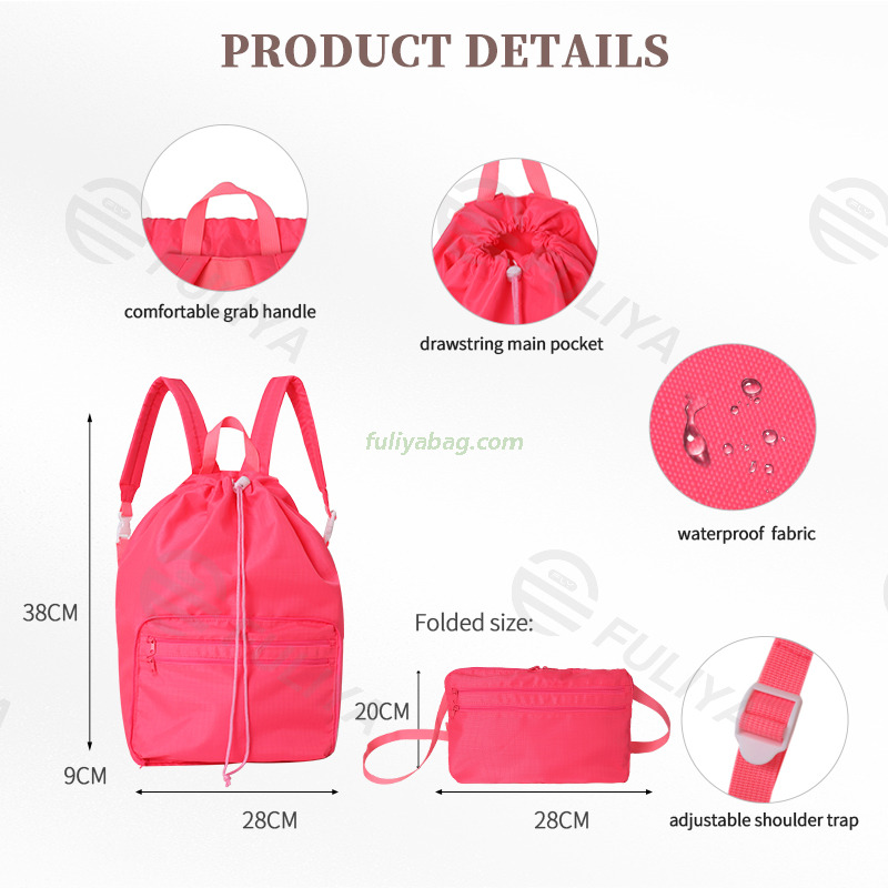 Wholesale Custom Dual-purpose Folding Crossbody Bag Light Weight Sport Gym Pouch Bag Drawstring Backpack with Logo