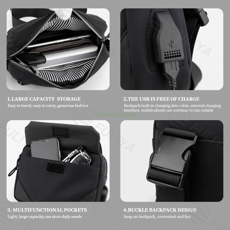 Fashion Custom Shoulder One Strap Bag Lightweight Waterproof Men's Motorcycle Crossbody Sports Riding Crossbody Bag