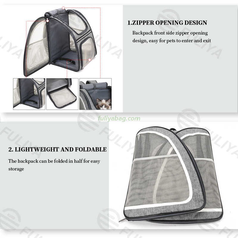Large Capacity Outdoor Pet Walking Night Reflective Backpack Pet Carrier Shoulder Bag Dog Cat Carrying Backpack