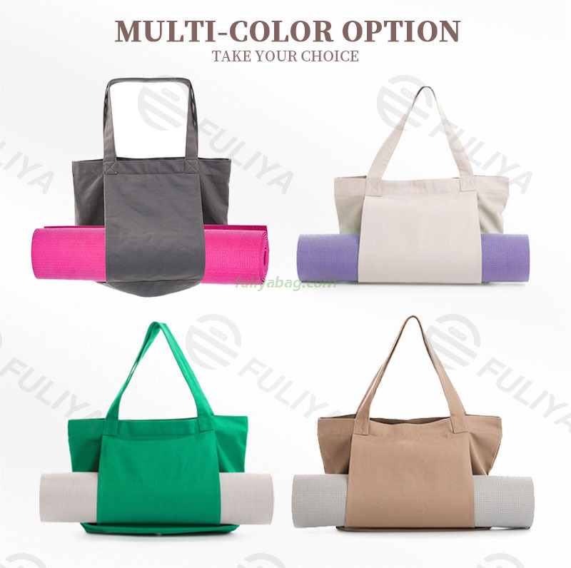 Custom Logo Portable Storage Gym Bag Large Eco Friendly Yoga Mat Carry Cotton Canvas Yoga Tote Bag with Pockets