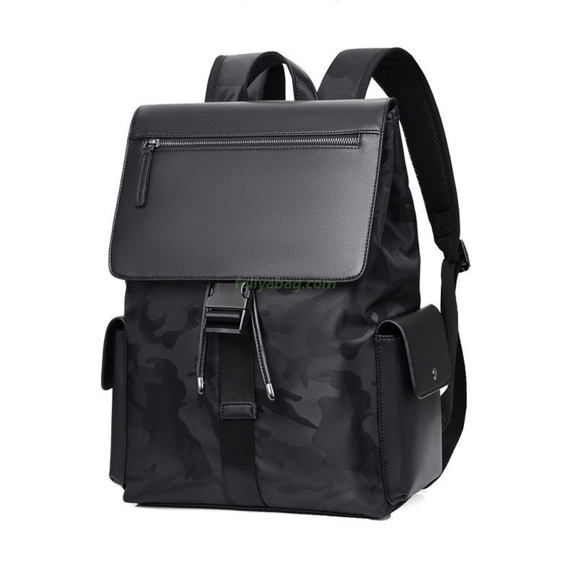 Fashion Waterproof Pu Leather Black Travel Business Laptop Back Bag College Student School Bag Luxury Men Backpack