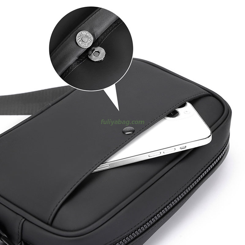 Custom Luxury Waterproof PU Leather Fashion Square Casual Small Business Bags Men Crossbody Single Shoulder Bag