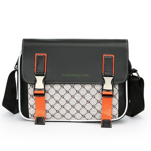 Fashion Men's PU Business Briefcase Bag Large Capacity Multi-Functional Square Plaid Travel Crossbody Shoulder Bag