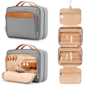 Multifunctional Hook Toiletry Bag Women Foldable Travel Jewelry Organizer Polyester Makeup Cosmetic Bag Case