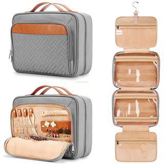 Multifunctional Hook Toiletry Bag Women Foldable Travel Jewelry Organizer Polyester Makeup Cosmetic Bag Case