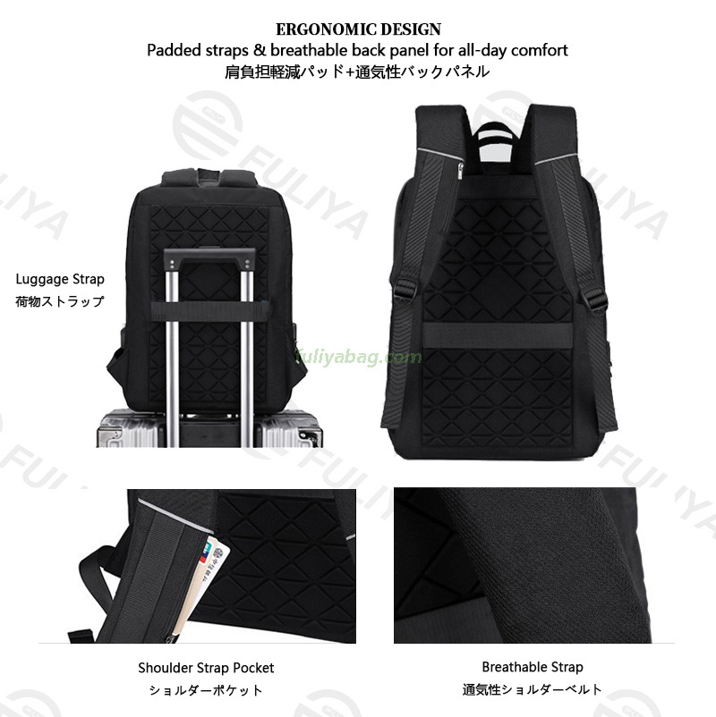 Anti Theft Waterproof Computer Backpack Large Capacity Custom Logo Business School USB Charging Port Laptop Backpack
