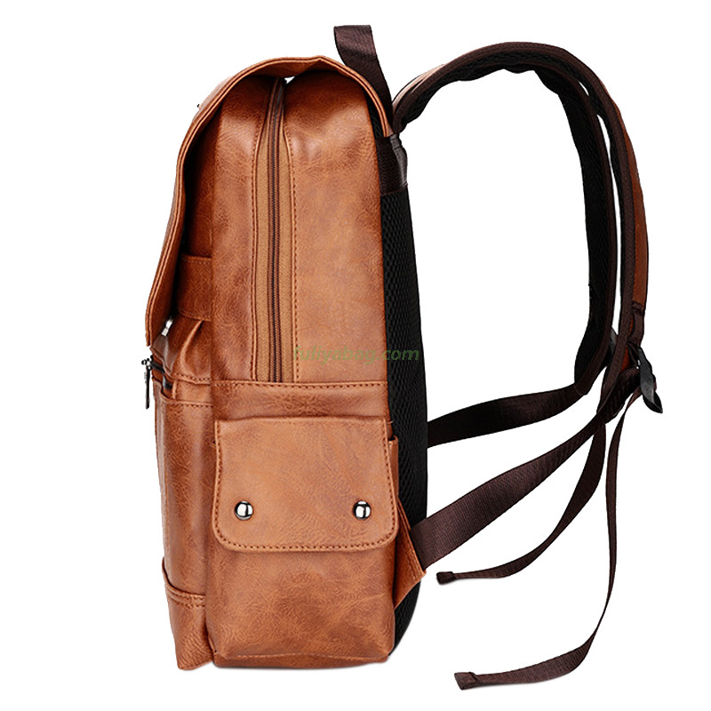 High Quality PU Leather Rucksack Leisure Stylish School College Laptop Backpacks for Women Men Business
