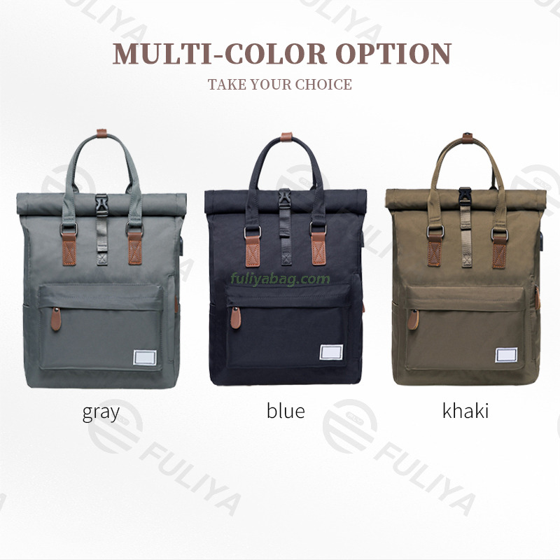 Durable High Quality Men Women Polyester Daypack Vintage Waterproof Rucksack Other Laptop Roll Top Backpack 