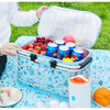 Customized Printed Foldable Picnic Basket Zipper Large Capacity Insulated Lunch Box Soft Tote Cooler Picnic Bag