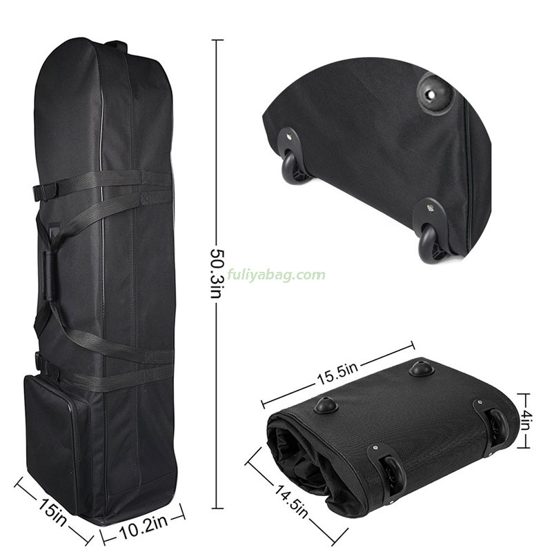 Portable Black Golf Travel Roller Bag Protector Cover Men 900D Thickened Waterproof Stand Golf Travel Bag With Wheels