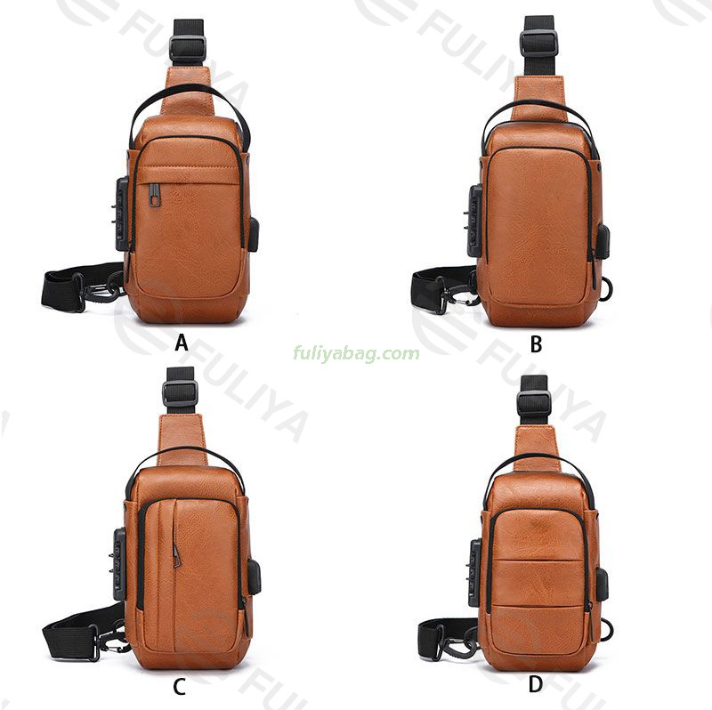 Custom Logo Waterproof USB Anti Theft Crossbody Bag Men Shoulder Chest Motorcycle Bike Sling Bag With Password Lock