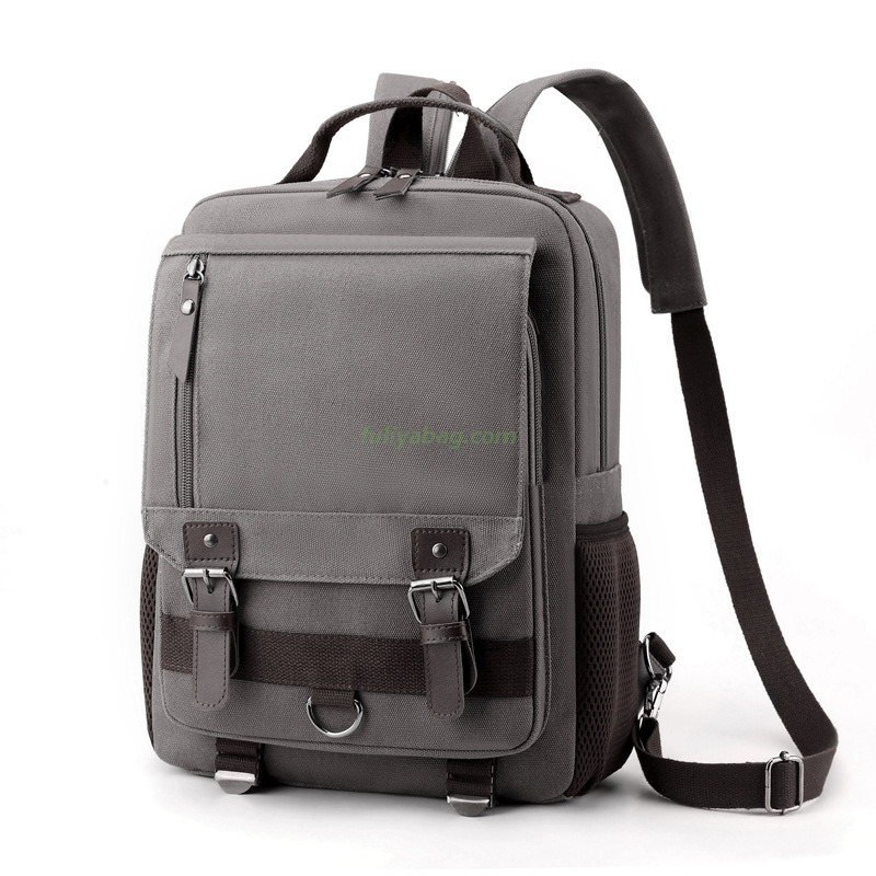 Retro Canvas Backpack College High School Bags Multi Function Crossbody Shoulder Strap Student Backpack