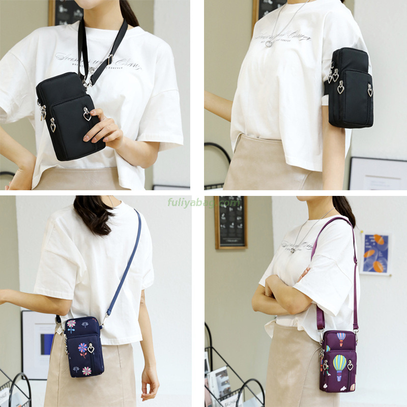 Luxury Fashion Nylon Custom Ladies Single Mobile Phone Bags Waterproof Small Women's Messenger Crossbody Bag