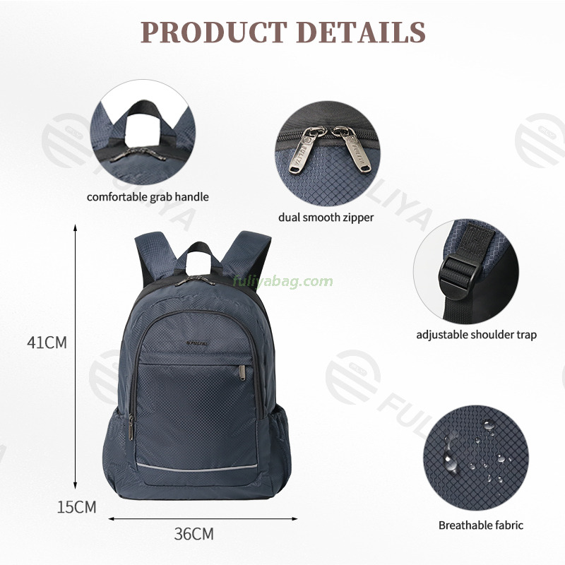 Unisex Durable Waterproof Zipper Polyester Large Capacity Laptop Backpack Comfortable Lightweight Travel Causal Backpack