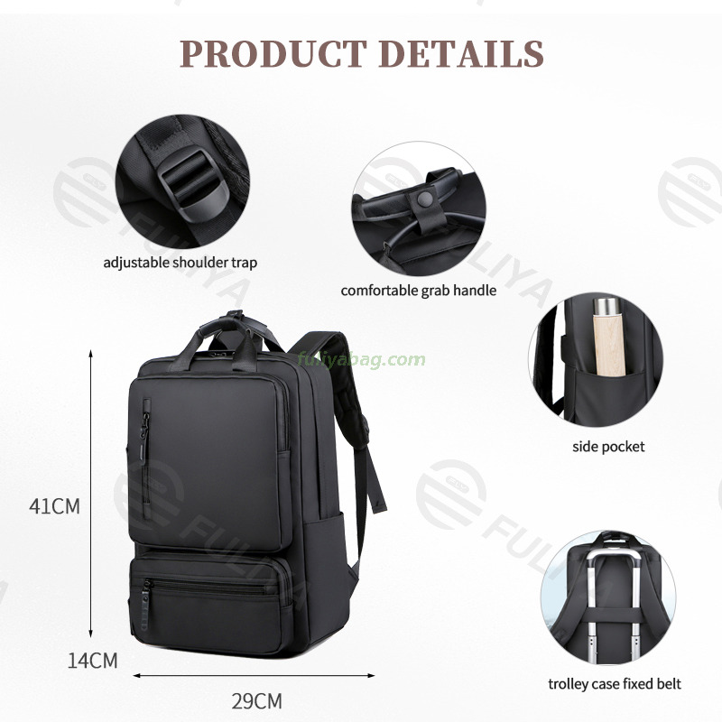 Wholesale Design Backpack Multi Functional Waterproof PU Leather Backpack Black Men School Laptop Bags Rucksack