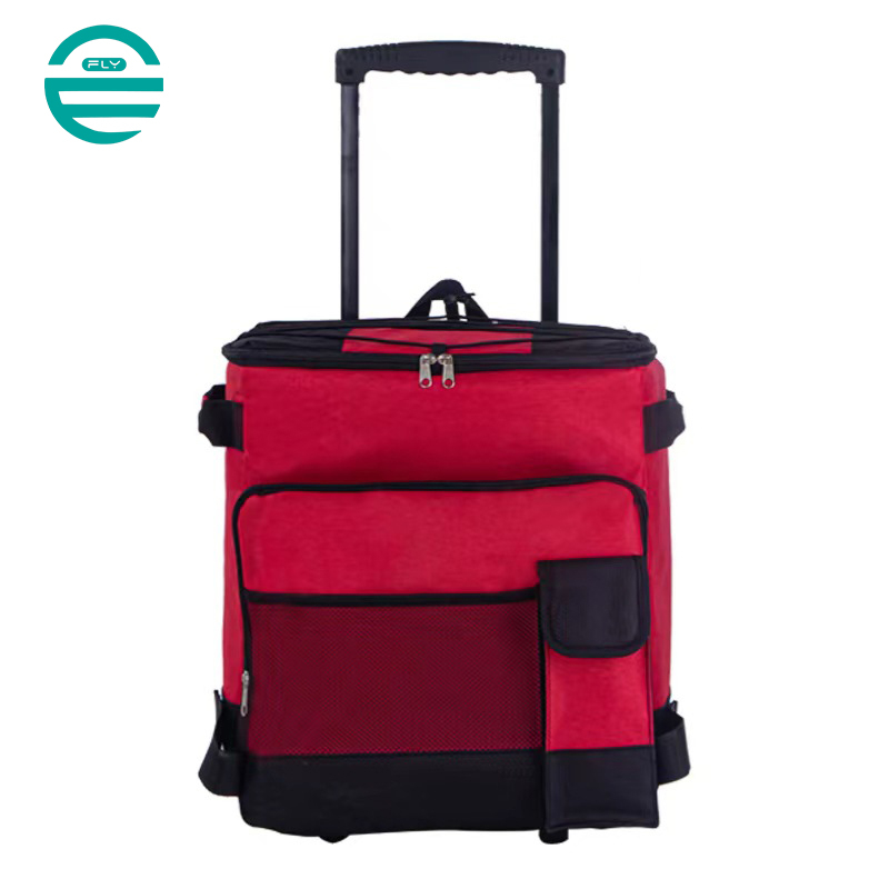Custom Wheeled Insulated Cooler Bag 600D Oxford Eco-Friendly Lunch Bag Large Folding Picnic Cooler Bag