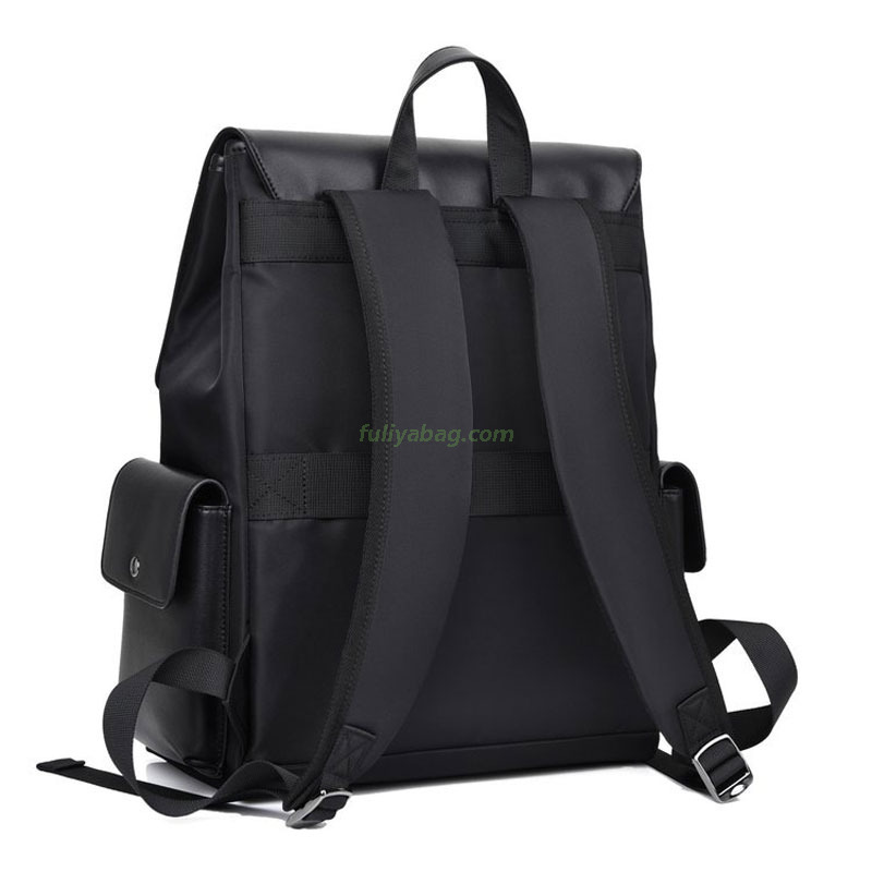 Fashion Waterproof Pu Leather Black Travel Business Laptop Back Bag College Student School Bag Luxury Men Backpack