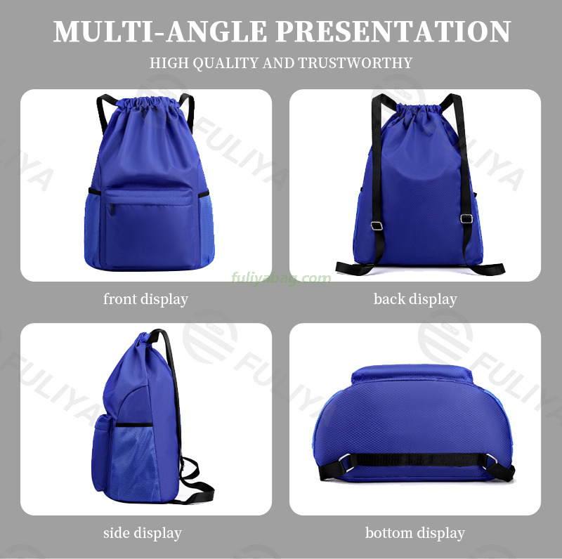 Custom Logo Casual String Knapsack Waterproof Sports Gym Drawstring Backpack Bag With Pocket for Swimming Beach