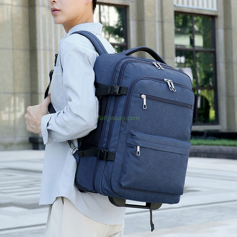 Custom Printed Large Capacity Waterproof SchoolBag Multi Layer Business Leisure 4 Wheeled Travel Laptop Trolley Backpack