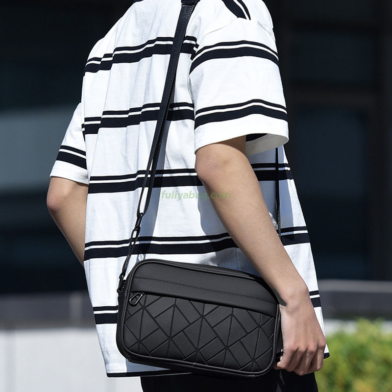 Custom Luxury Waterproof PU Leather Fashion Square Casual Small Business Bags Men Crossbody Single Shoulder Bag