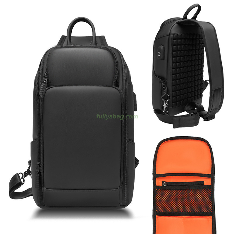 Waterproof Custom USB Charging Crossbody Shoulder Messenger Bag Motorcycle Chest Pack Bag for Men