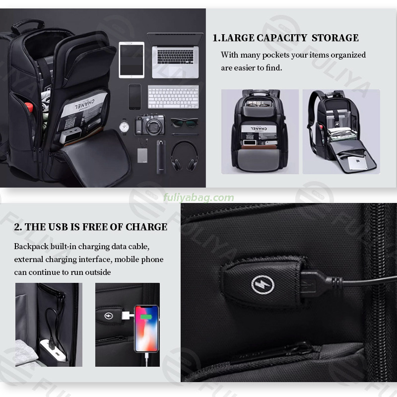 Custom New Backpack Business Notebook Bag Durable Expand Bagpack Men Travel Laptop Backpacks with USB Port