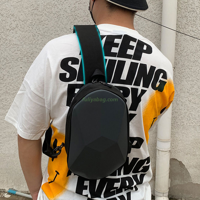 Custom Men Utility USB Multi Color Black Waterproof Unisex Outdoor Sport Chest Crossbody Back Pouch Hard Shell Sling Bag
