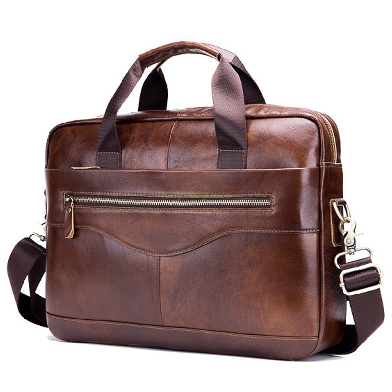 Wholesale Vintage Men's Leather Briefcase Laptop Bag Waterproof Shoulder Bag Business Man Handbag Briefcase