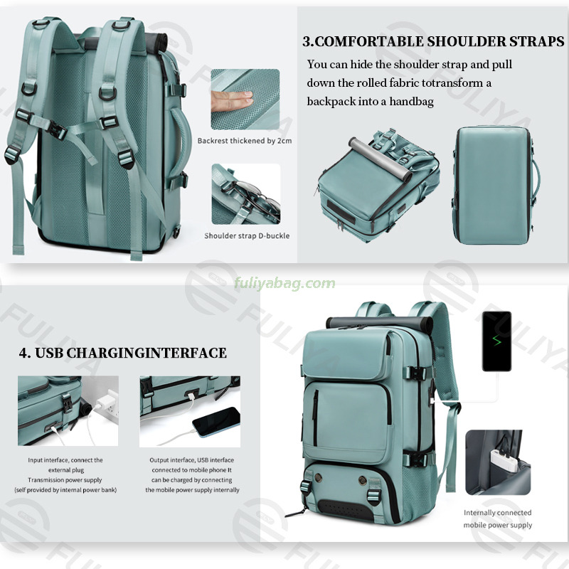 Custom Multi-Functional Vacuum Compression Business Trip Computer Laptop Backpack Waterproof Travel Backpack