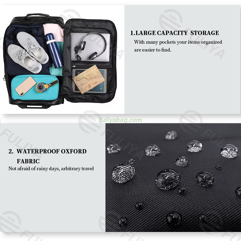 Customized Waterproof Soft Roller Camping Bag 60L Wheeled Luggage Duffel Sports Trolley Rolling Gym Travel Bag