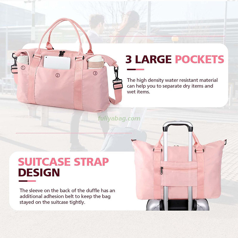 Waterproof Nylon Weekender Bag Carry On Tote Sport Gym Bags Travel Essentials Duffle Luggage Bag for Women Men