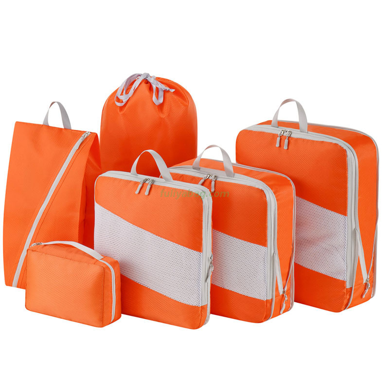 Customized Waterproof 6pcs Set Travel Packing Bag Compression Packing Zipper Storage Bags for Shoe Clothes Organizer