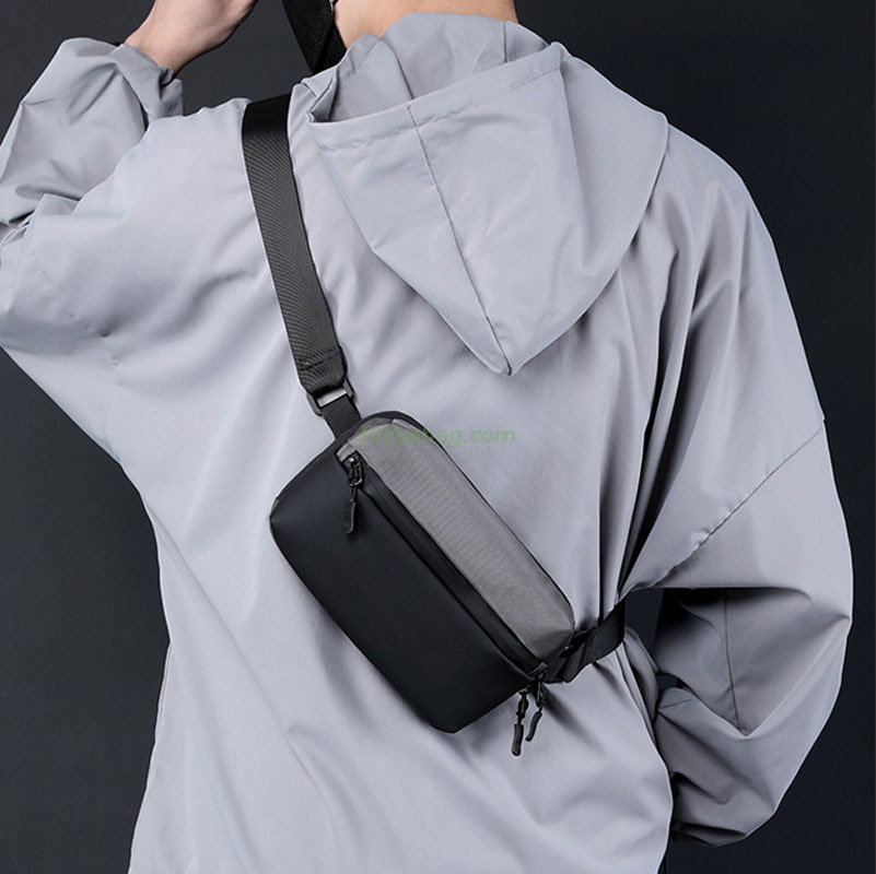 Custom Logo Adjustable Strap Small Crossbody Fanny Pack Pouch Trendy Chest Bag Sports Outdoor Travel Mens Waist Bag