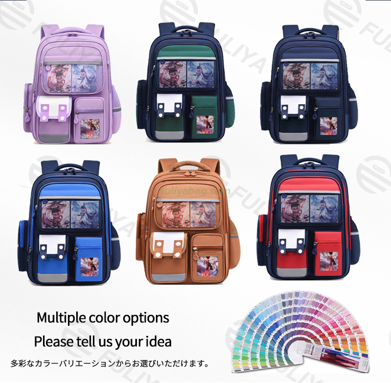Custom Logo Printed Girl Waterproof Anime Stationery Large Capacity Children Student Backpack Kids School Bag