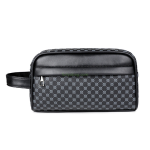 Custom PU Leather Business Bag Luxury Handbag Wrist Bag Waterproof Wear-Resistant Geometric Design Men Clutch Bag