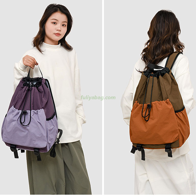 Unisex Fashionable Waterproof Lining Casual Travel School Use Lightweight Outdoor Cycling Backpack Sport Drawstring Bag