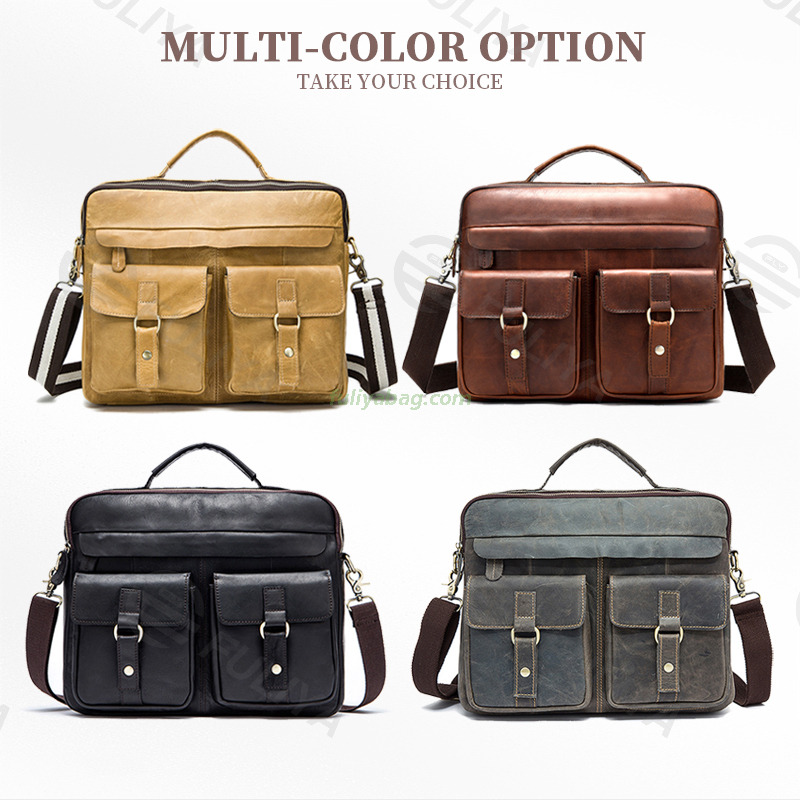 Luxury Vintage Leather Retro Handbags Casual Business Office Laptop Shoulder Bag Men’s Messenger Bags Briefcase