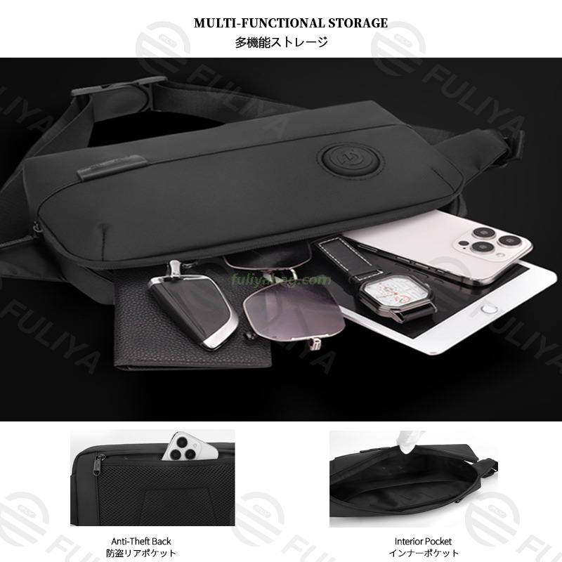 Fashion Custom Logo Waterproof Nylon Shoulder Sling Bag Casual Travel Daypack Crossbody Chest Bag for Men Boys