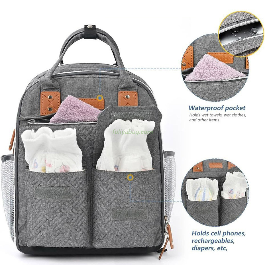 Factory Directly Manufacturer Large Capacity Mommy Bag Portable Organizer Fashionable Shoulder Bag Mom Baby Diaper Bag