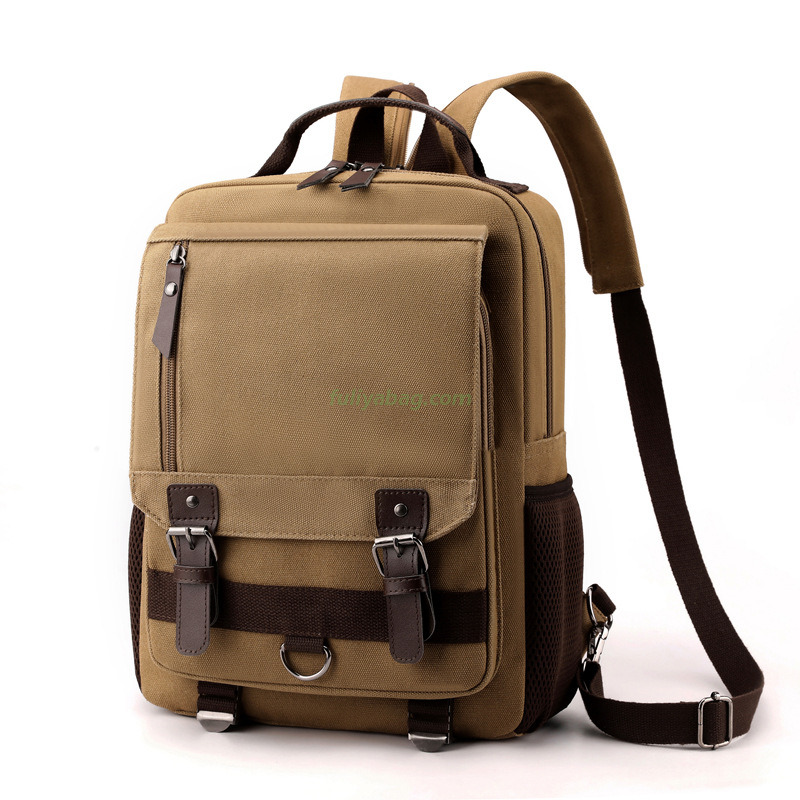 Retro Canvas Backpack College High School Bags Multi Function Crossbody Shoulder Strap Student Backpack