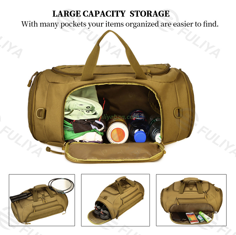 Customized 35L Multi-Function Waterproof Outdoor Camping Travel Gym Sport Tactical Duffle Bag Tactical Backpack For Men