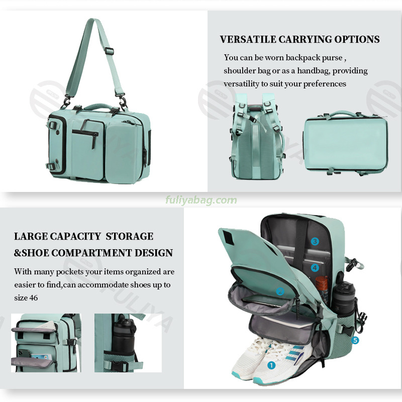 Fuliya Custom Unisex Multiple Compartments Sports Hiking Backpack Wet Dry Separation Waterproof Travel Laptop Backpack With USB