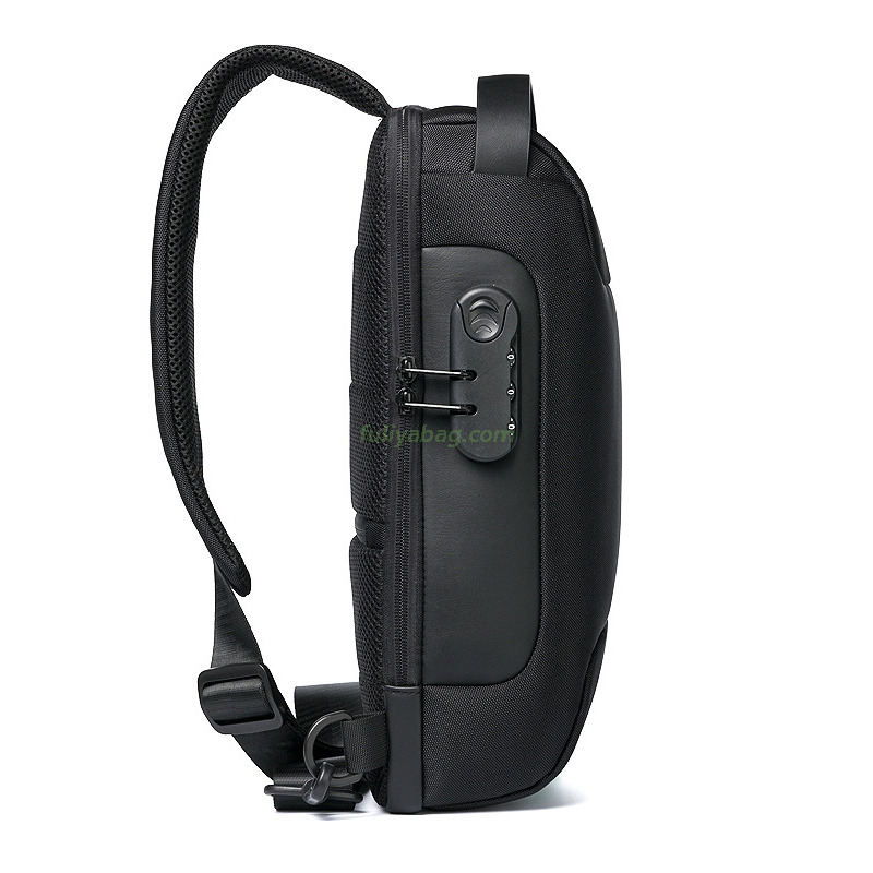 Waterproof Custom Anti Theft Sling Shoulder Bag Fashion Mens Crossbody Motorcycle Chest bag with Phone Recharger