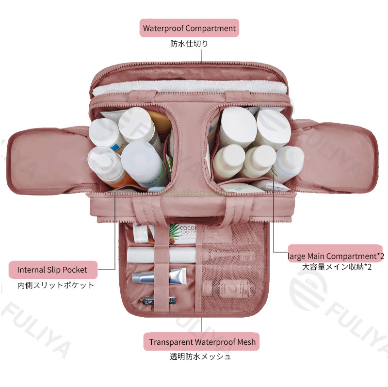 Custom Women Luxury Large Capacity Lightweight Travel Toiletry Makeup Bag Puffy Storage Handbag Cosmetics Bag