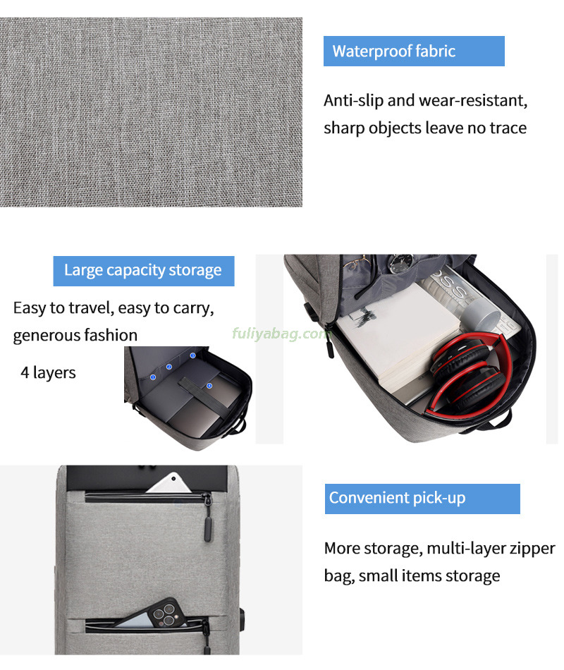 Wholesale Unisex 15 Inches Notebook Tablet Back Pack Oxford Usb Working Business Laptop Backpacks For Male