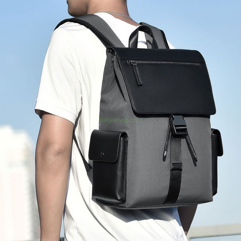 Fashion Waterproof Pu Leather Black Travel Business Laptop Back Bag College Student School Bag Luxury Men Backpack