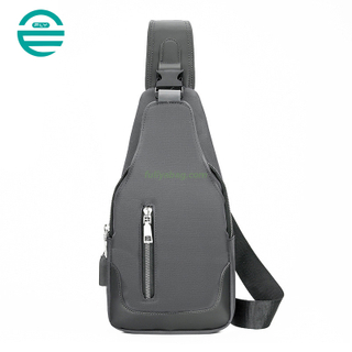 Custom Logo Waterproof Oxford Casual Crossbody Sling Bag Men's Chest Bag With USB Charging