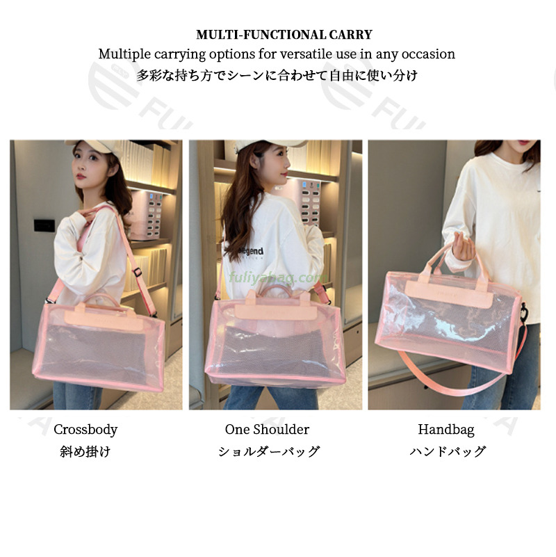 Custom Logo PVC Casual Transparent Storage Bag Waterproof Lightweight Outdoor Travel Swimming Duffle Sport Gym Bag