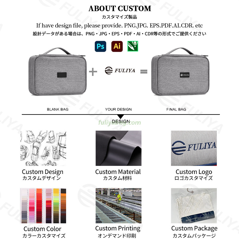 New Custom Logo Portable Zipper Travel Gadget Digital Electronic Accessories Storage Cable Earphone Organizer Bag
