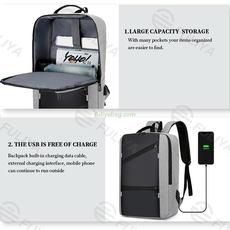 Custom Portable College Oxford 15.6 Inch Waterproof Business USB Charging Student School Bags Laptop Backpack